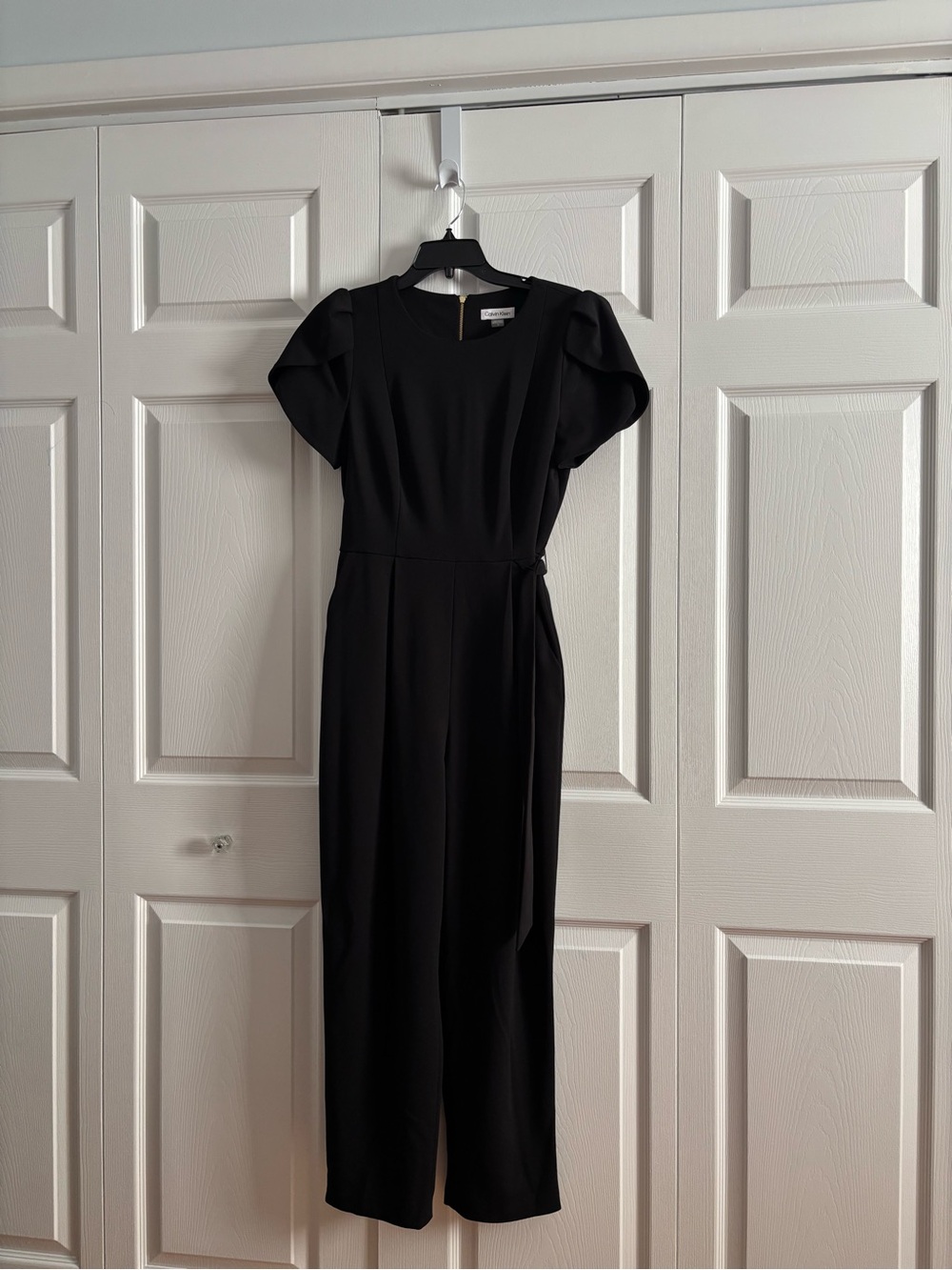 Calvin Klein Black Midi Jumpsuit with Puff Sleeves